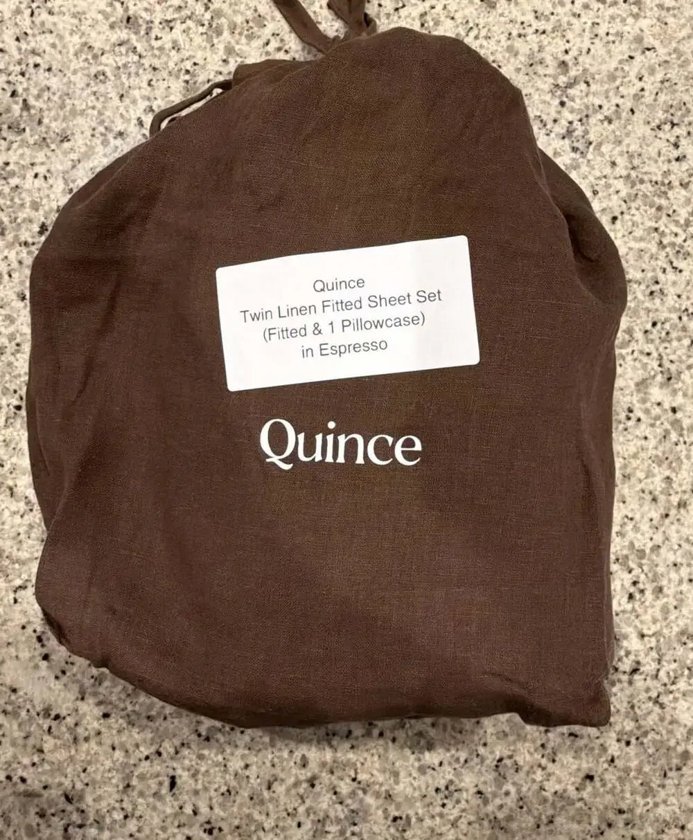 Quince Twin Linen Fitted Sheet Set in Espresso